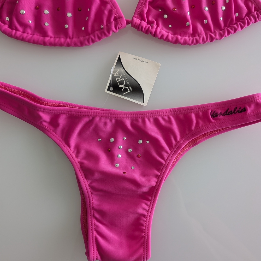 Hot Pink Rhinestone Bikini Set - Picture 3 of 5